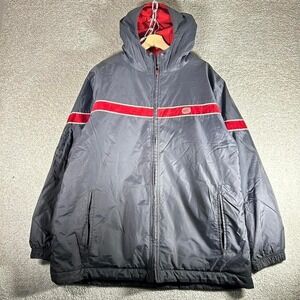 Vintage 2000s Nike grey and red reversible hooded puffer jacket